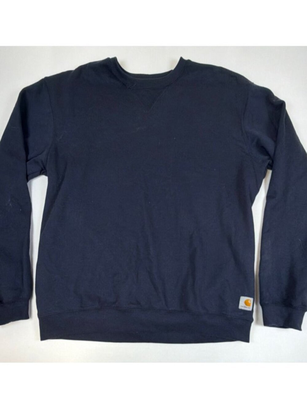 Carhartt Men L Loose Fit Midweight Crewneck Navy Blue Sweatshirt Workwear